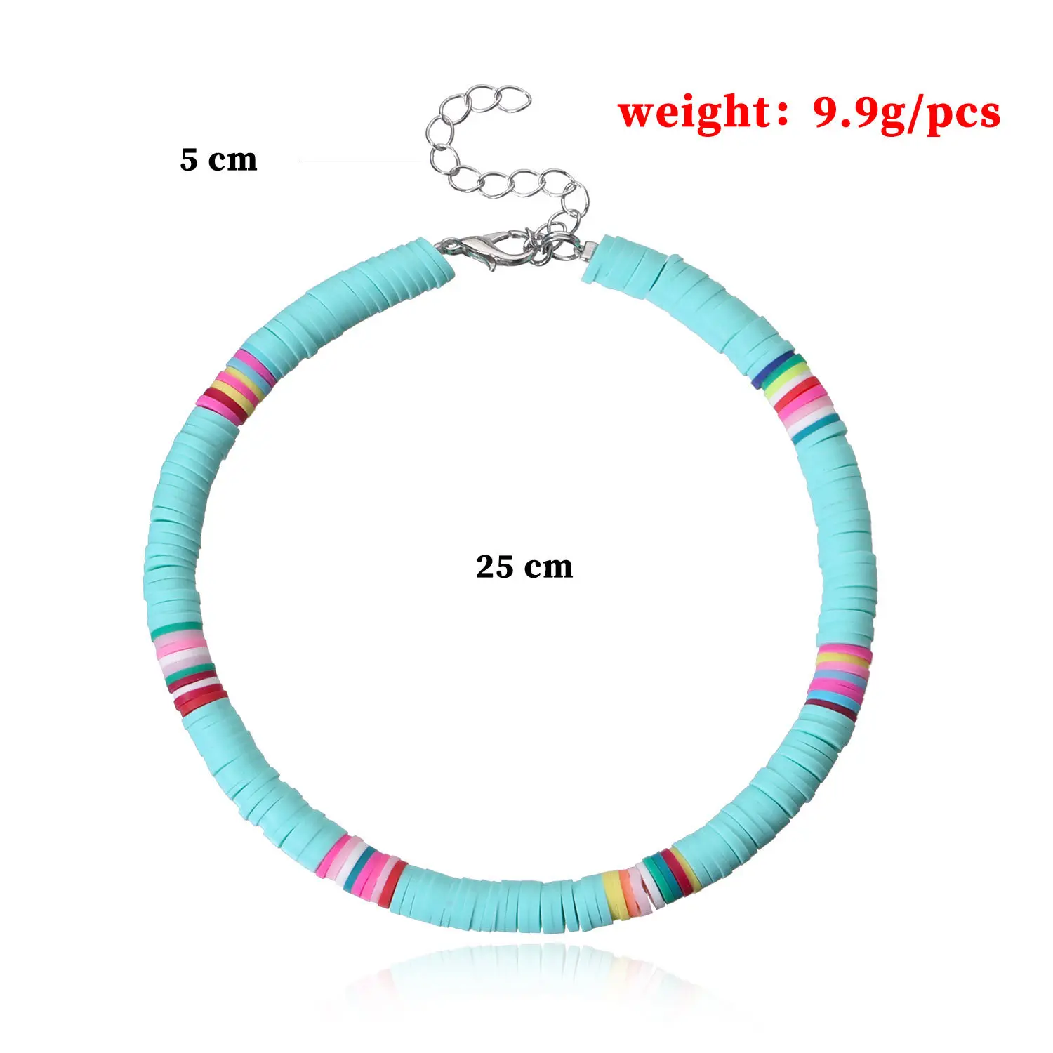 New Colorful Soft Clay Anklets For Women 6MM Rainbow Polymer Clay Stackable Beaded Chain Ankle Bracelet Boho Beach Jewelry