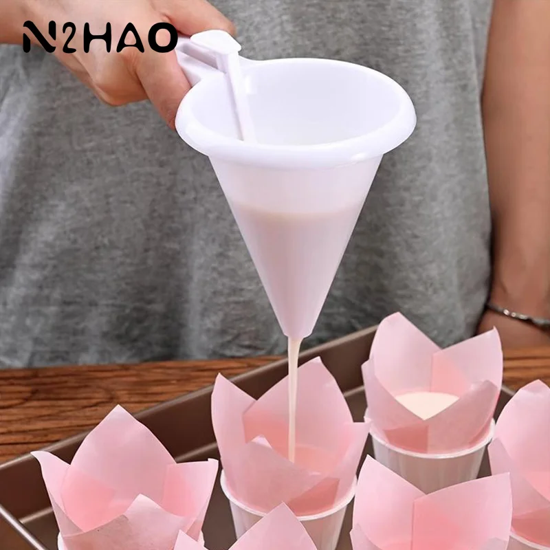 Embudo de crema ajustable, taza de porción, cocina casera, hornear pasteles, dispensador de Chocolate, cono, separador de masa de mano, suministro para hornear