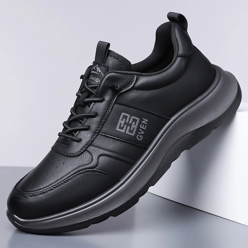 

Новые легкие мужские повседневные кожаные кроссовки, Нескользящие дышащие мужские уличные кроссовки, мягкие спортивные прогулочные туфли на шнуровке