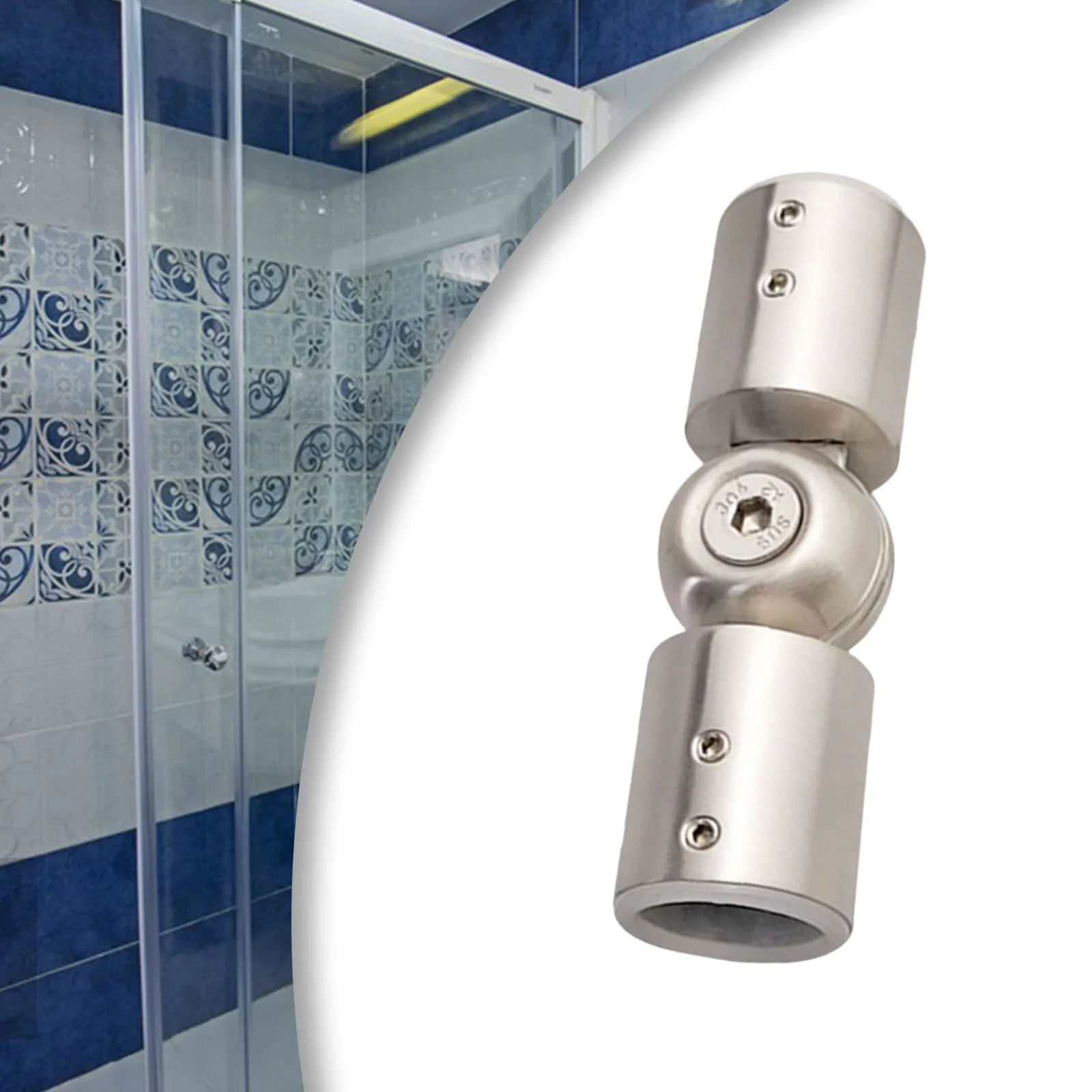 Rod Corner Connector Stainless Steel Heavy Duty Shower Room for Bay Window Curtain Rods Adjustable Hinged Elbow Connector