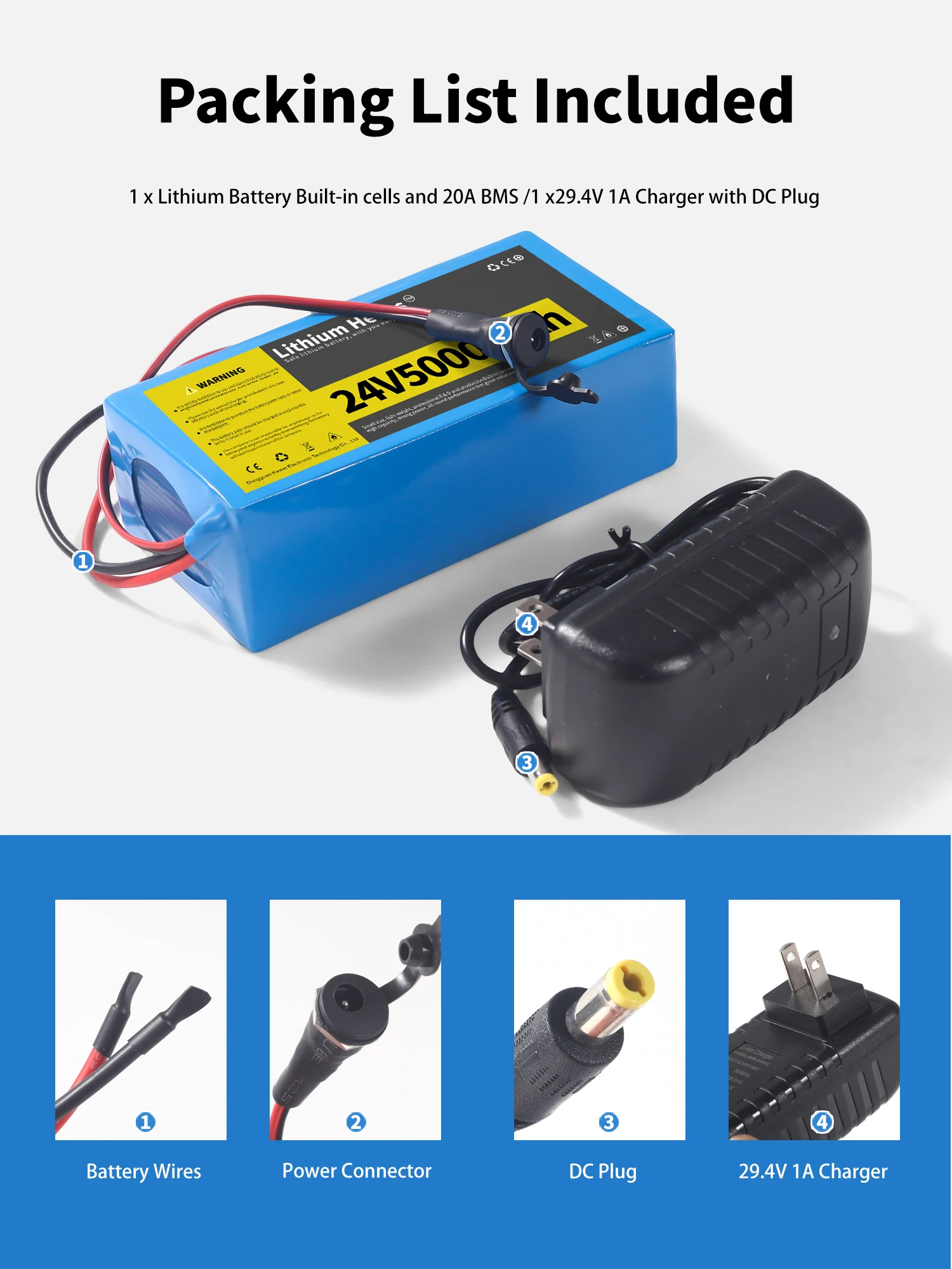 24V Lithium Battery 5Ah/10Ah Rechargeable Battery Pack 20A BMS for Electric Scooter DIY LED Strip