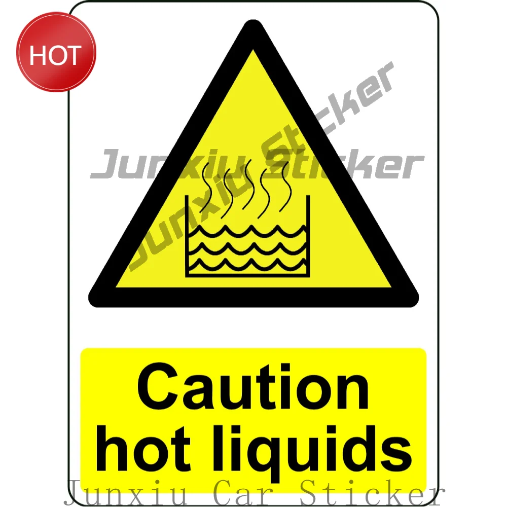Caution Hot Liquids PVC Safety Sticker For Work Area Doors And Equipment Enclosures Workplace Hazard Awareness Decal