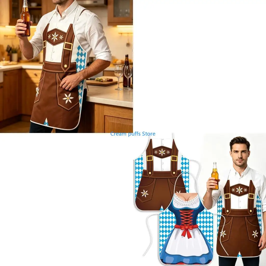 50LE Quick Wear Party Apron for Adults with Oktoberfest Costume Print