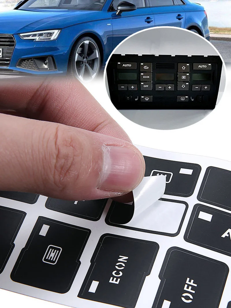 Painel De Ar Condicionado Etiqueta De Reparação Botão, Decalque De Controle De Clima AC, Guarnição Interior, Audi A4, B6, B7, 2000-2004