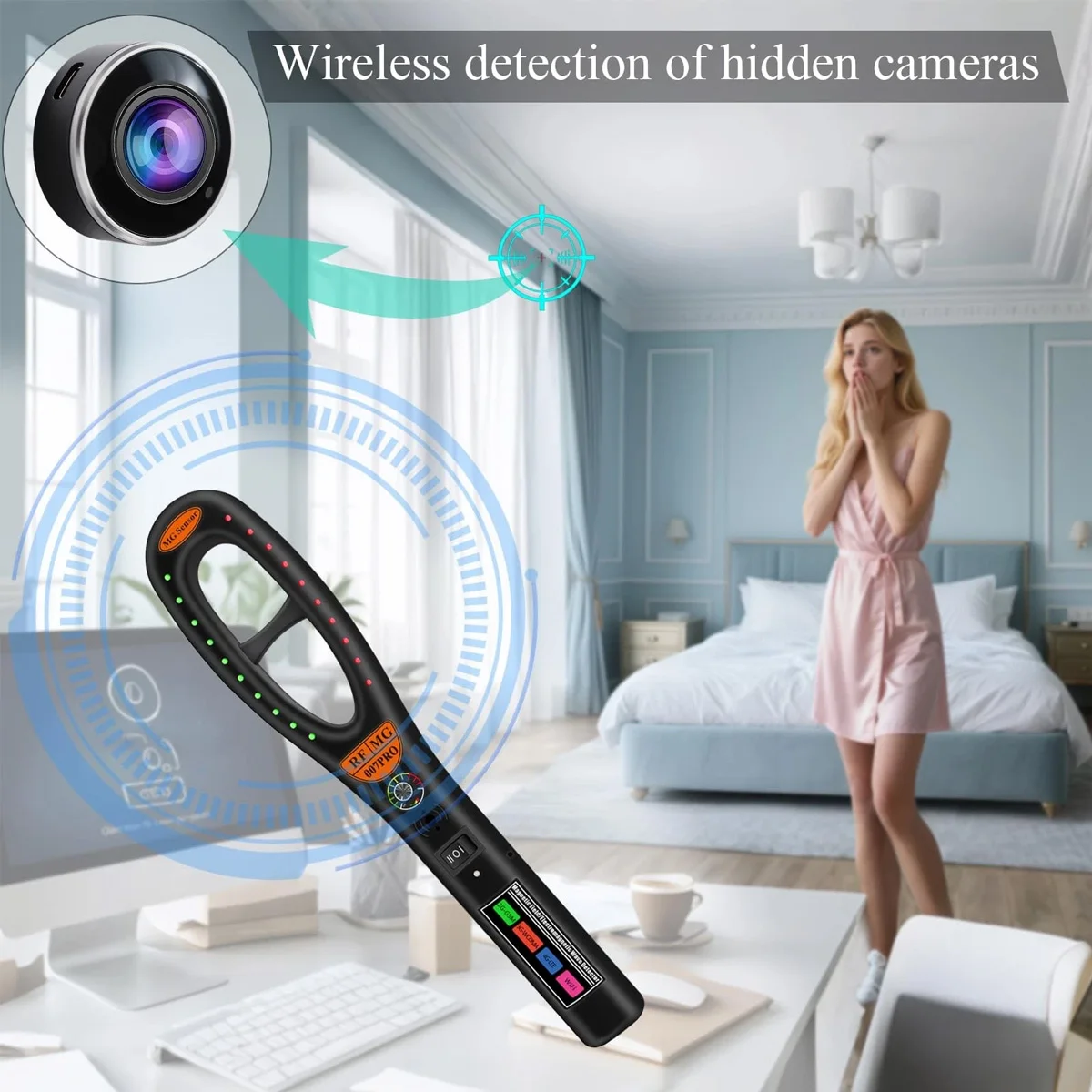 Spy Detector – Wireless Signal, Infrared, Magnetic, Lens Detection for Hidden Camera & GPS Locator, Portable Security Scanner