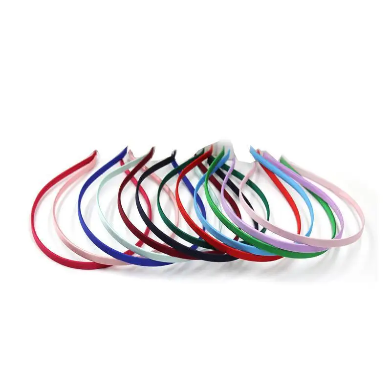 10Pcs 5mm Satin Fashion Women Kids Headbands Bezel Colorful Hair Hoops Metal Hairband DIY Girls ​Headwear Jewelry Accessoreis