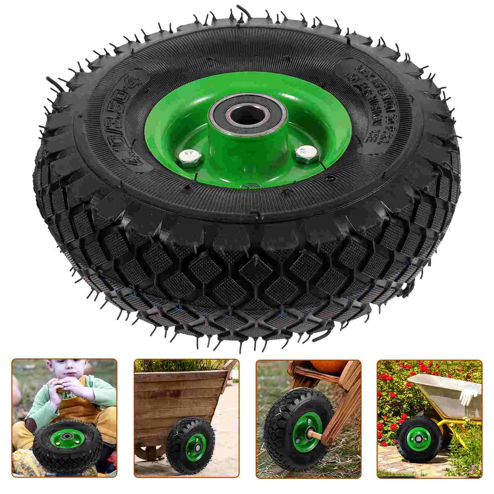 

Trolley Tire Flat Free Wheelbarrows Children Garden Cart Decor Trailer Replacement Tyre Wheels for Rubber Toddler