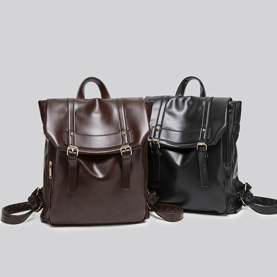 

Women College Style Pu Leather Backpacks Vintage Female Shoulder Bags Sac a Dos Casual Travel Commuting School Bagpack Mochilas