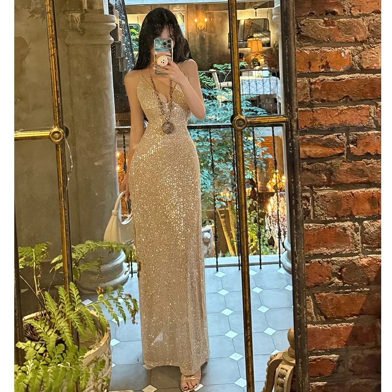 

Golden Sequin Strapl Evening Dr aduation Par Cisas Ball Gown Sparkling Skirt for Women Polyester Fiber 00%