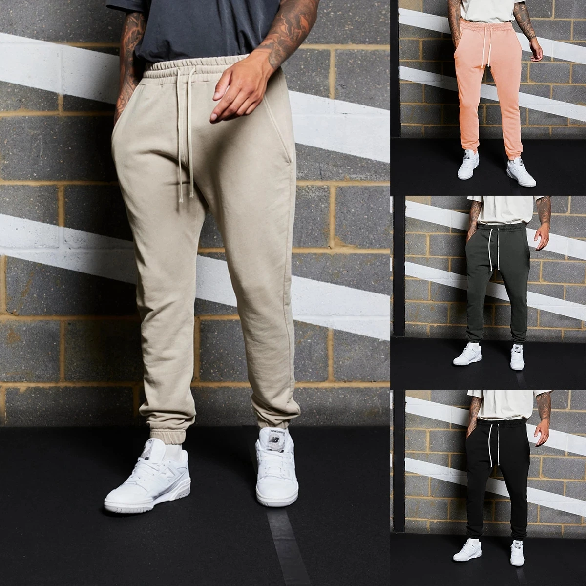 

2022 New Muscle Fitness Running Training Sports Cotton Trousers Men's Breathable Slim Beam Mouth Casual Health Pants