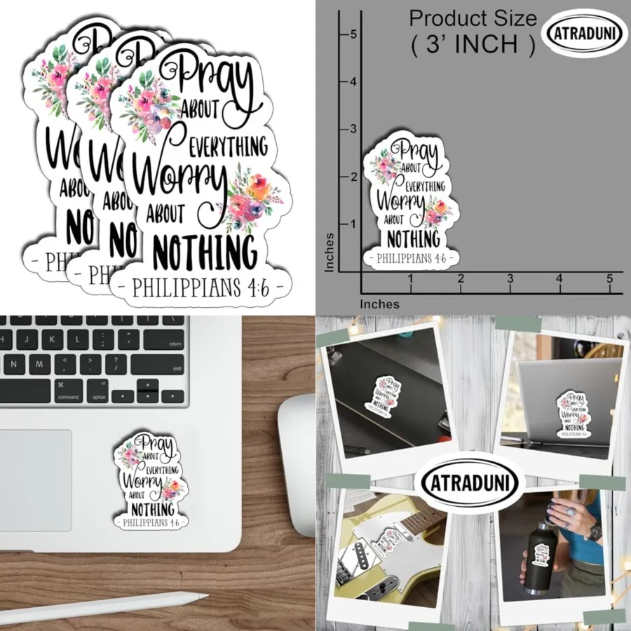 3 قطع من ملصقات اقتباسات الإيمان المسيحي لجهاز الكمبيوتر المحمول وزجاجة المياه ومجلة بهلوان V #1