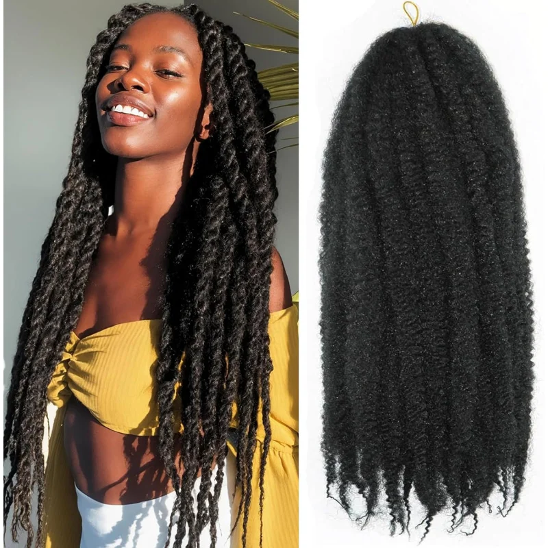 

Marley Twist Crochet Synthetic Hair - Afro Kinky Curly Crochet Extensions, Cuban & Senegalese Style for Women (20"/3 Packs)