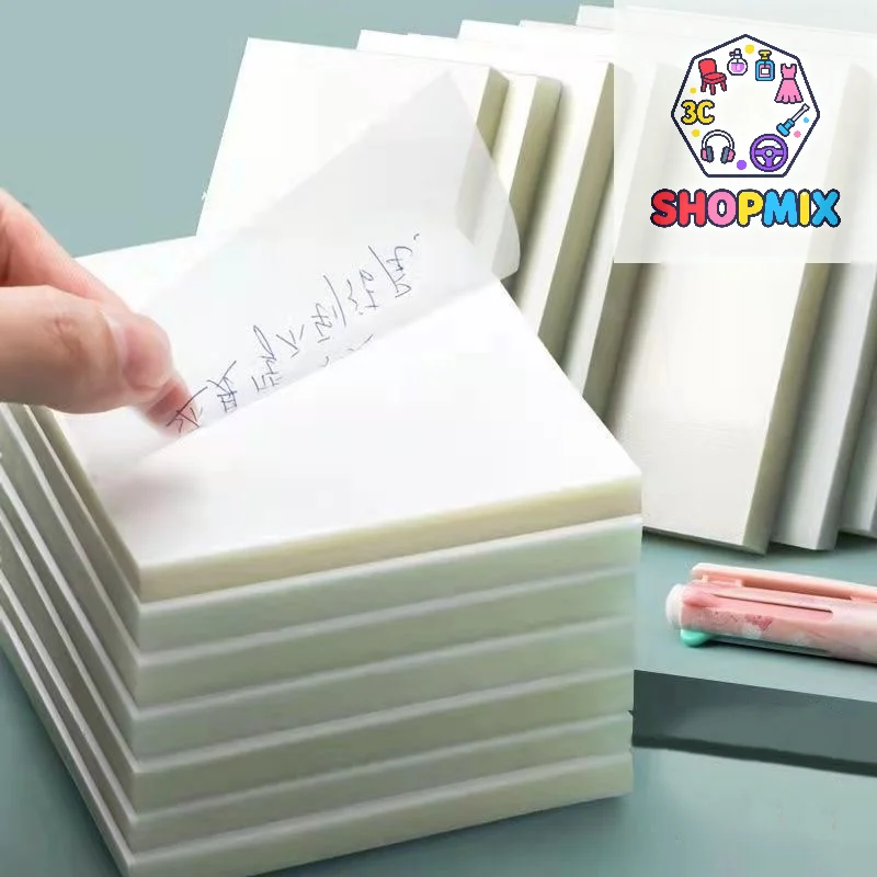 50Sheets Creative PET Transparent Sticky Notes Perspective Waterproof Sticky Notes Student Stationery School Office Supplies