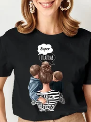 Women Cartoon Super Mom Life Momlife Mama Mother Summer Print T-shirts Top T Shirt Ladies Woman Graphic Female Black Tee T-Shirt