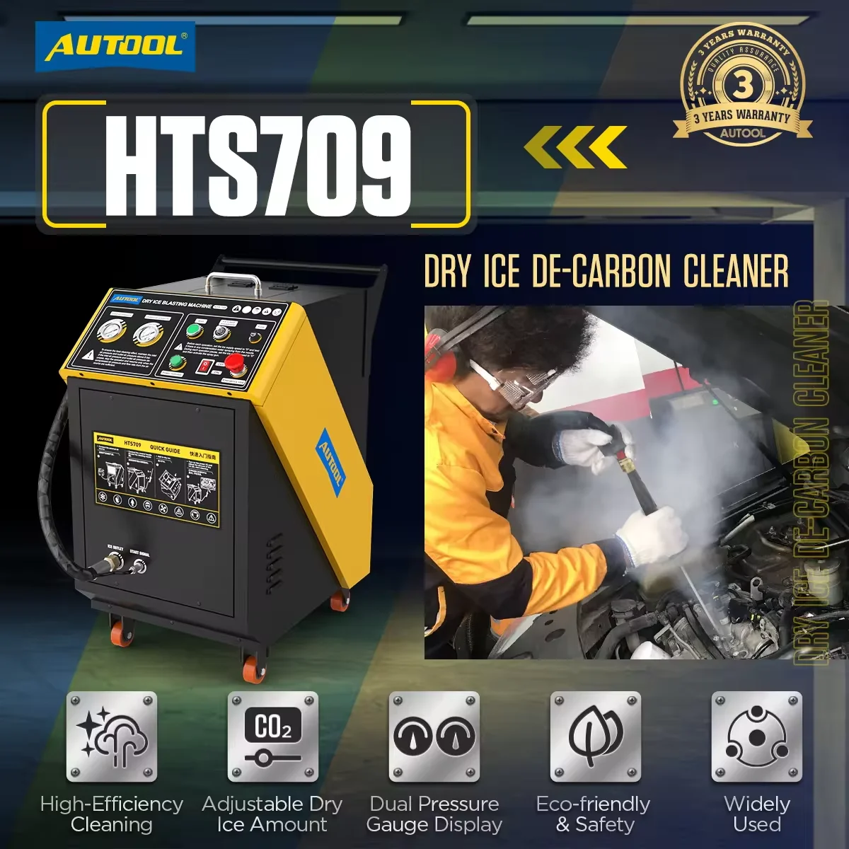 Gigafactory Factory AUTOOL HTS709 Лучшая машина для очистки CO2 с сухим льдом и углем для автомобилей 110 В 220 В