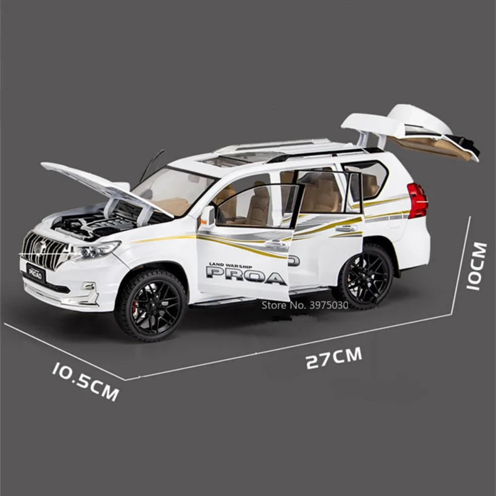 1:18 Scale Prado SUV Alloy Car Model Diecast Metal Toys Off Road Vehicle Model High Simulation Sound Light Kids Toy Gifts