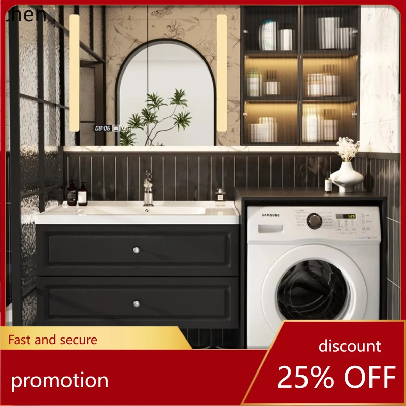HT bathroom drum washing machine integrated combination cabinet toilet wash basin retro ceramic washbasin