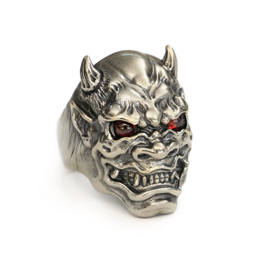 

Red CZ Eyes Cupronickel Japanese Ghost Prajna Ring CP254 US Size 7~15