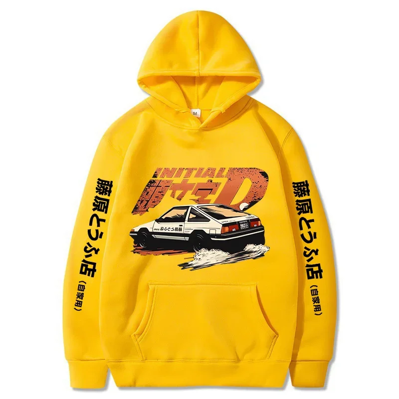 Redsuns Cartoon Gothic Sweatshirts  Anime Initial D Hoodies for Men AE86 Funny Harajuku Manga Hooded Streetwear Clothes Male