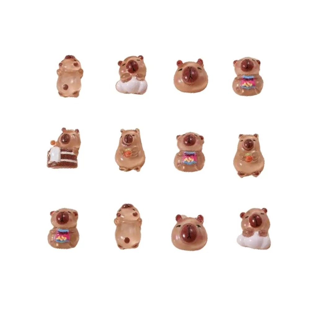 20 Stück süße Cartoon Nail Art Dekoration Capibala Mini Pufferfish Nägel Zubehör handgemachte 3D Design Maniküre Harz Charms