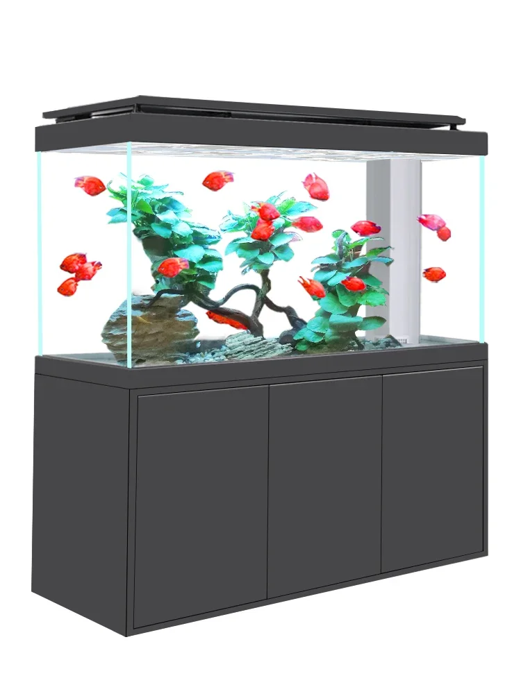 

Fish tank large floor aquarium right-angle overflow double bottom filter porch cabinet