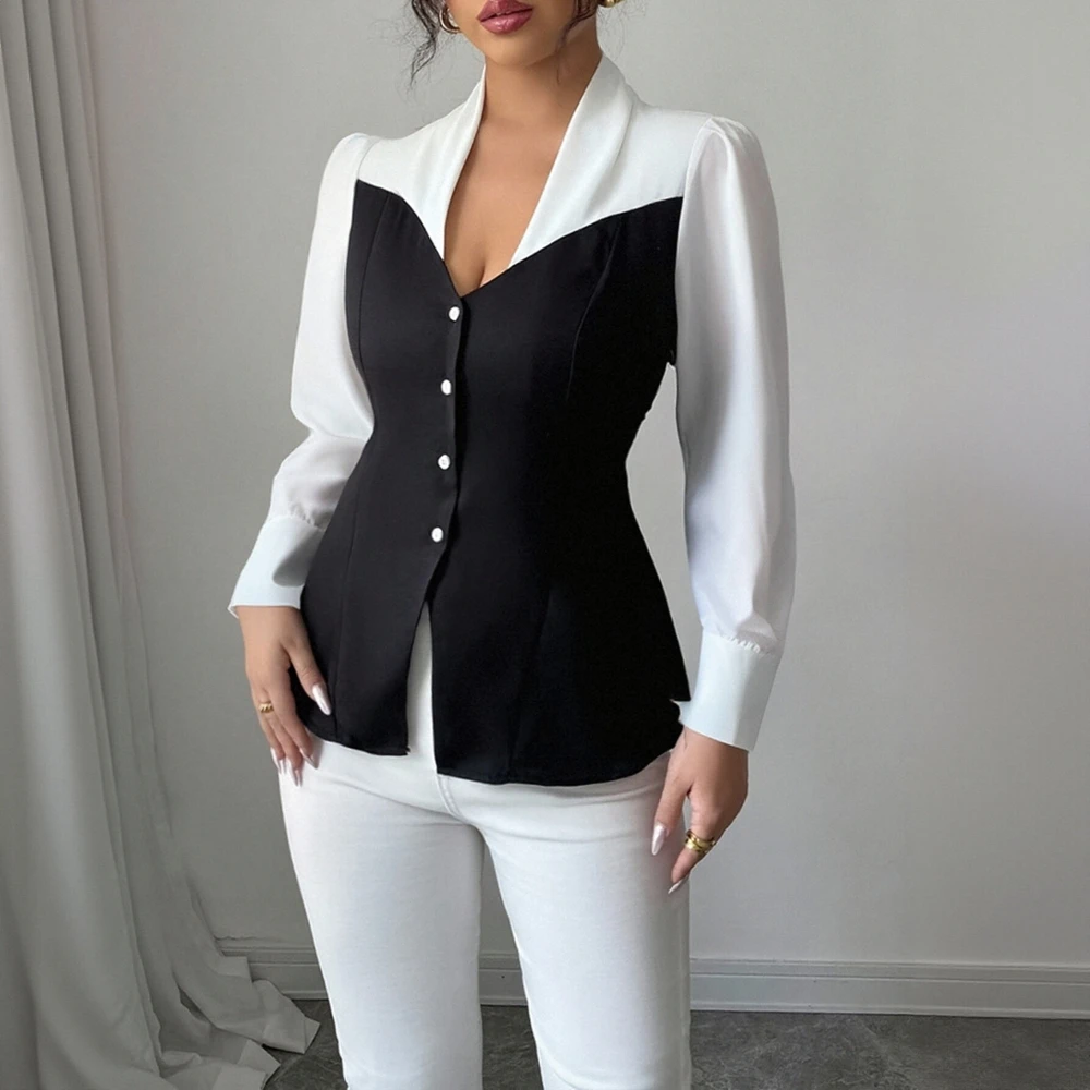 

Осенняя маленькая рубашка, повседневная рубашка с высоким воротником, стандартный крой, женский топ, модный дизайн, без украшения, простой элегантный стиль