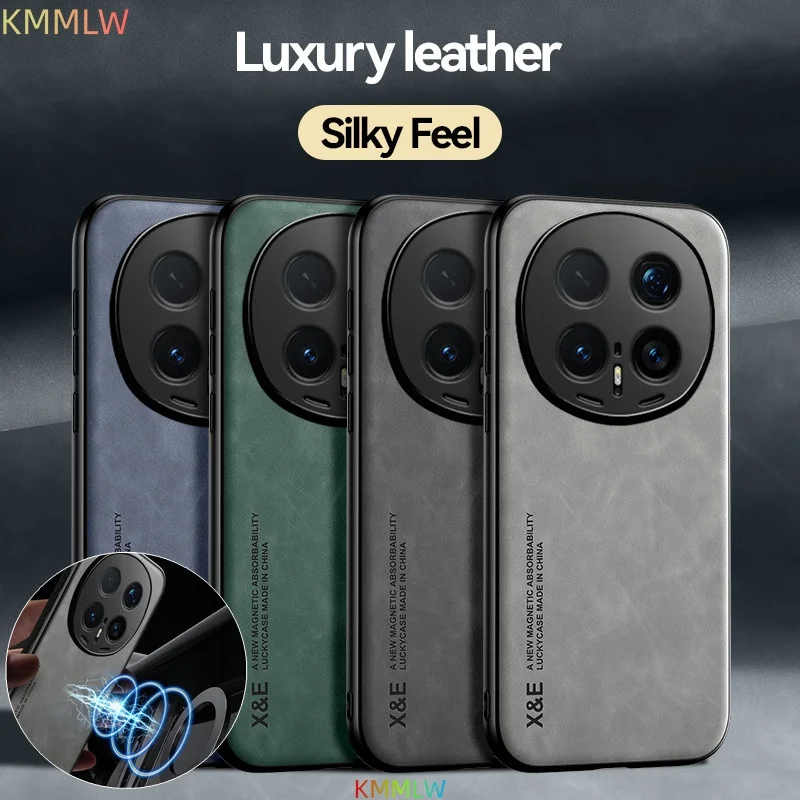 Luxury Leather Case For Honor Magic 8 Pro 7 6 5 Pro X7d X70 X70i GT Pro Cover With Metal Plate Support Car Hold