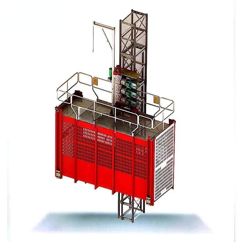 Three- Wheeled Construction Site Hoist/Elevator with Twin Cages 3.0t Rated Load Core Motor Component