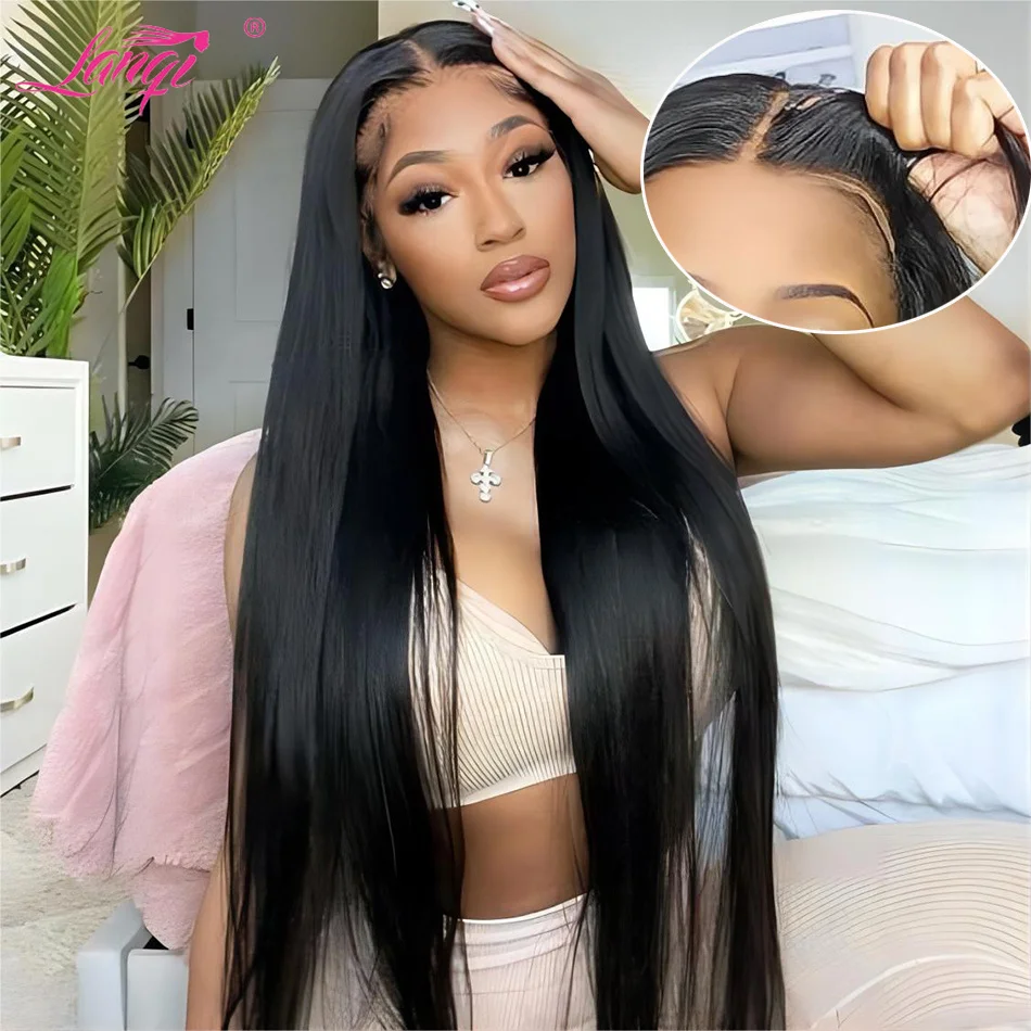 Wig tanpa lem rambut manusia Wig siap dipakai 250 kepadatan sebelum dipotong transparan 4x4 Wig penutup renda Wig rambut manusia Remy India