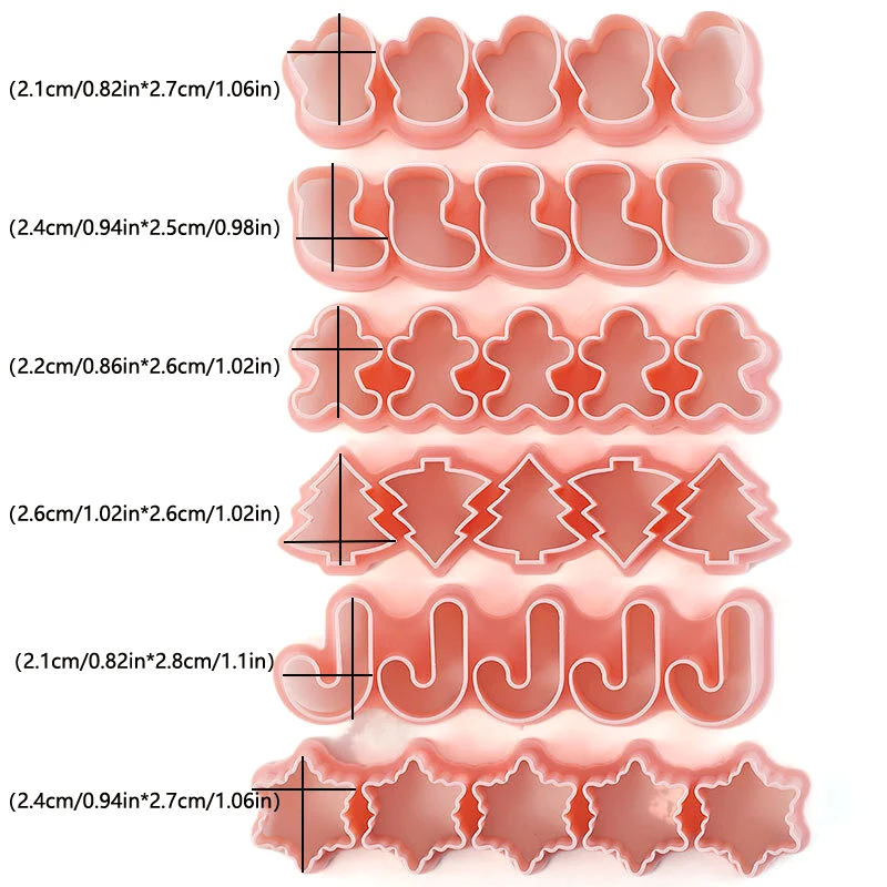 Mini Christmas Cookie Cutters Stamp Xmas Tree Gingerbread Man Pattern Biscuit Embosser Mould Cake Fondant Baking Decorating Tool