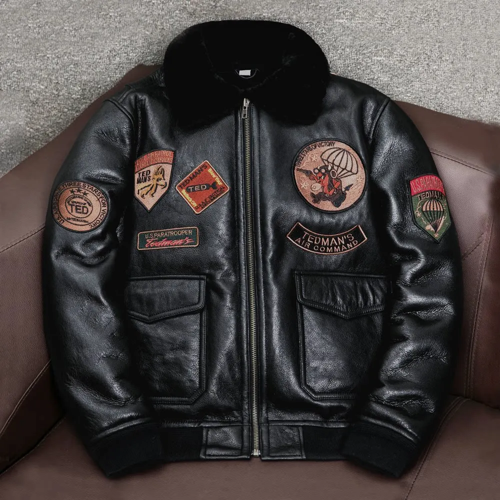 Real lamb fur all-in-one wool leather flight leather thickened jacket
