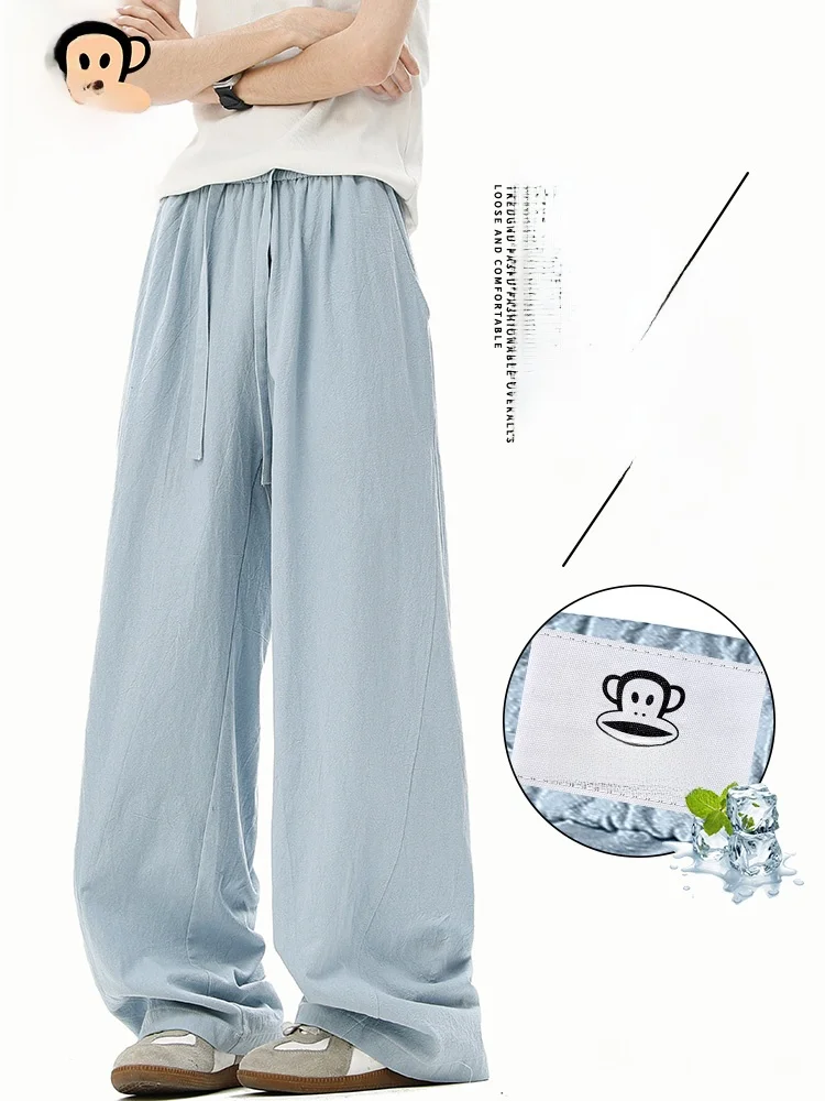 

Мужские летние тонкие прямые брюки Paul Frank из чистого хлопка, свободного кроя, с широкими штанинами, дышащие, комфортные, прямого силуэта.