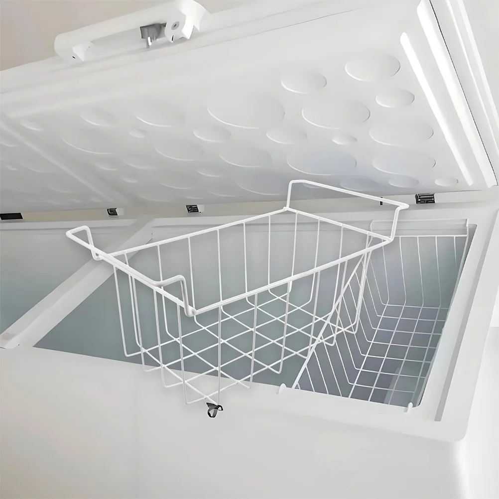 

Chest Freezer Organizer Bins Stackable Metal Basket with Handle Deep Refrigerator Hanging Storage Rack for Fruits Vegetables