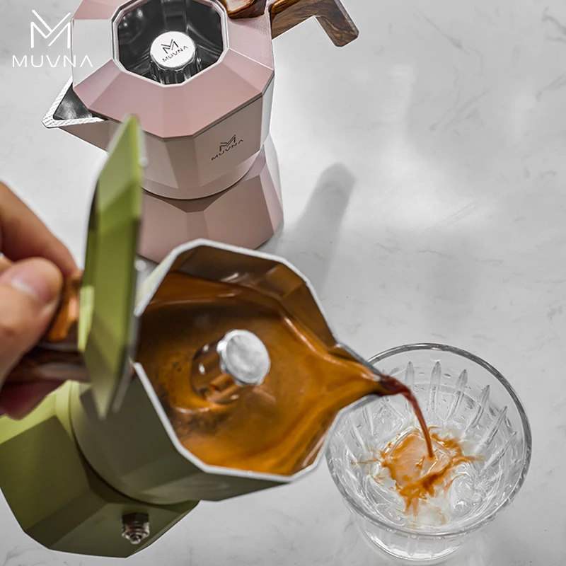 MUVNA Espresso Moka Pot 2/4 Cup Stovetop Espresso Percolator & Coffee Maker–Portable,Ideal for Home and Camping