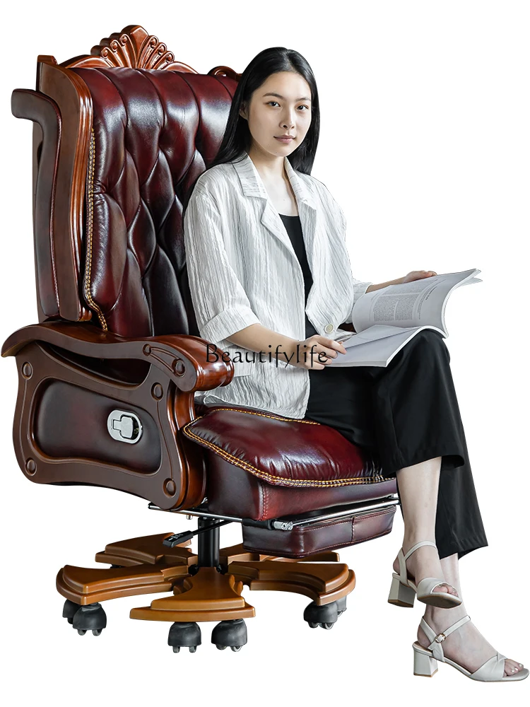 

Leather boss chair business massage large class can lie down office computer lift swivel chair