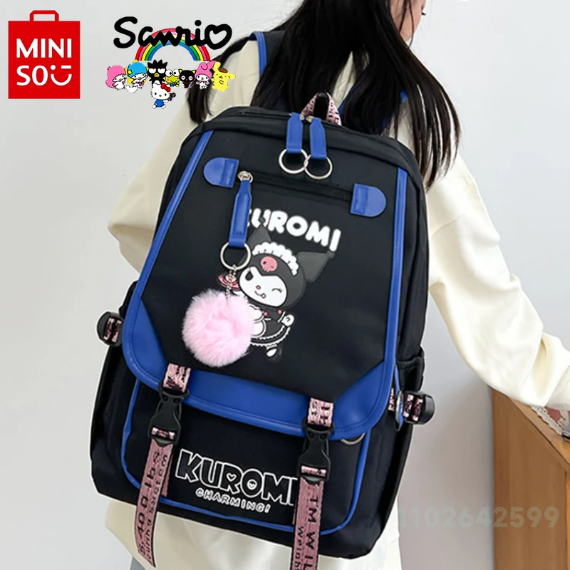 Imagem -06 - Miniso Kuromi Bolsa de Escola Estudantil Mochila Casual Menina Grande Capacidade Moda Feminina Alta Qualidade Versátil 2024