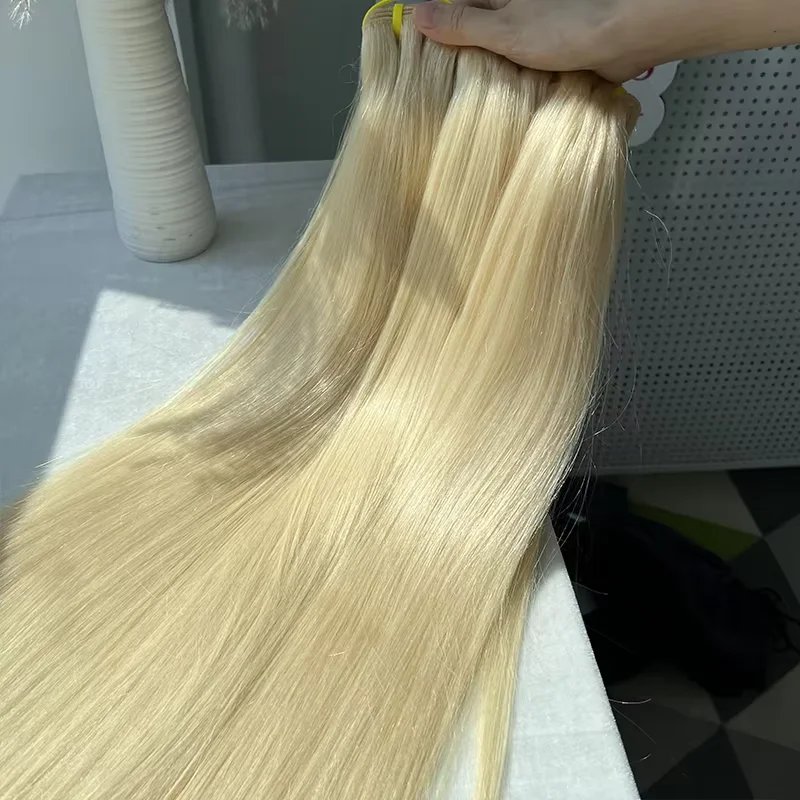 613 Honey Blonde Bone Straight Human Hair Bundles Brazilian Remy Colored Hair Extensions Silky Smooth No Shed No Tangle Hair Weave 1/3/4 Pack For Women 24 26 28 30 Inch