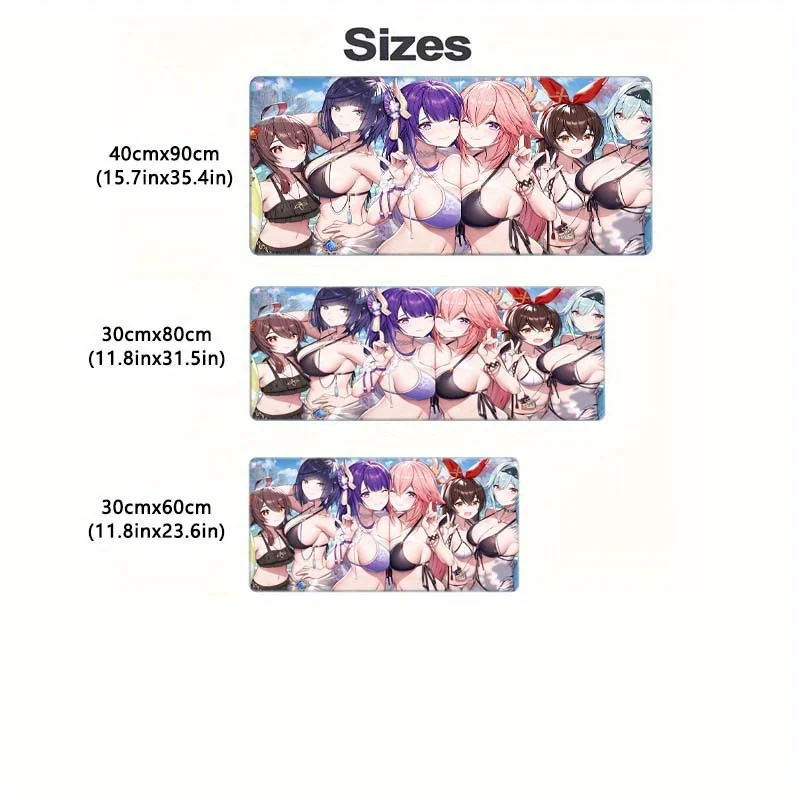 لوحة ماوس أنيمي للفتيات على الشاطئ، حصيرة مكتبية كبيرة، حصائر ألعاب، ملحقات الكمبيوتر، وسادات توسيع لوحة المفاتيح، حافة قفل مطاطية مضادة للانزلاق #4