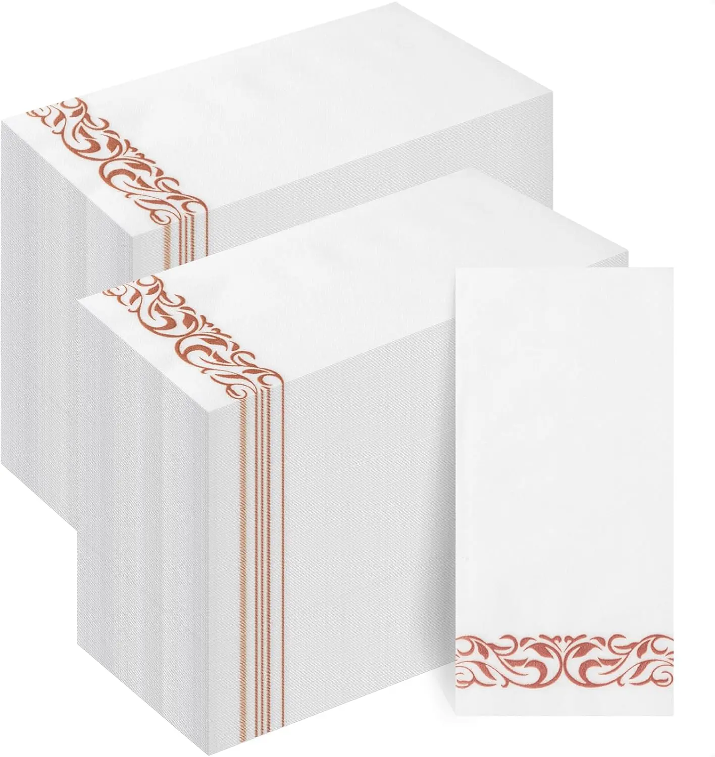 

400 Packs of Disposable Rose Gold Napkins, Decorative Linen Napkins, Soft and Absorbent Party Napkins