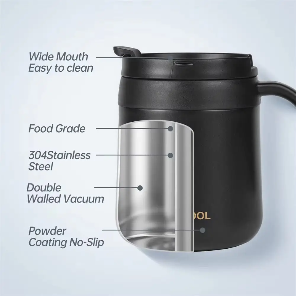 

Double-Walled Insulated Coffee Mug 500ML with Handle Thermal Coffee Mug with Lid Large Capacity Vacuum Thermal Cup Office Use