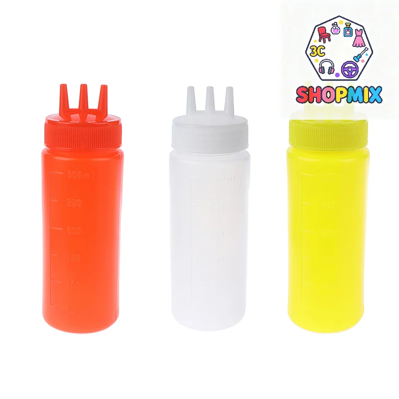 3 Hole Squeeze Bottle Sauce Vinegar Oil Ketchup Gravy Cruet Condiment Dispenser