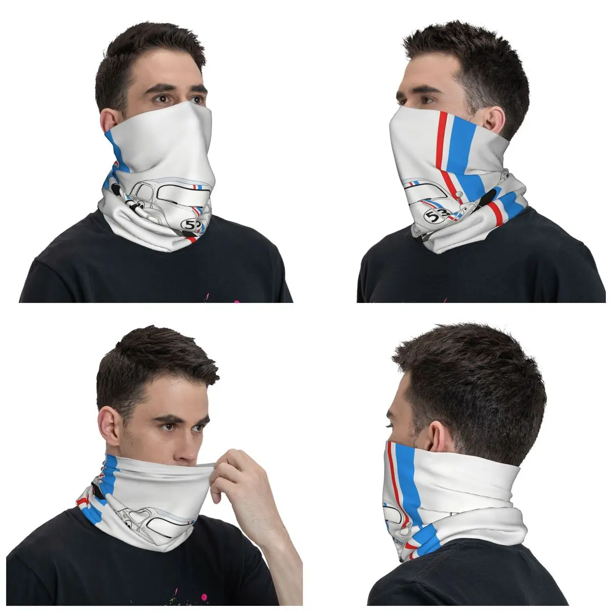 Herbie Number 53 Bandana Neck Cover Printed Race Car Enthusiasts Stripe Balaclavas Face Scarf Multi-use Headband Riding Adult