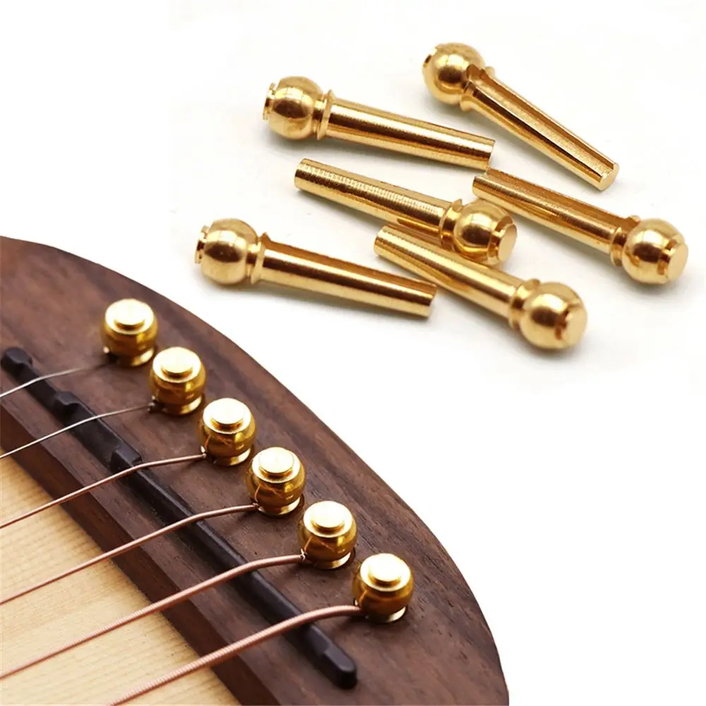 

6Pcs Metal Guitar Strings Nail Fixed Cone Brass Guitar Bridge Pins Bridge Pin Replacement Acoustic Parts Accessories Guitar