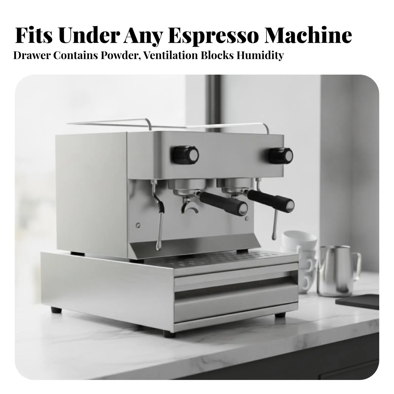 Espresso Waste Container with Pull Out Drawer Coffee Puck Bin for Barista Workstation with Silicone Feet
