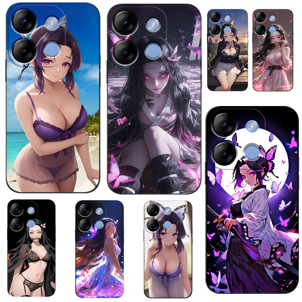 Case For infinix smart 7PLUS Silicon Phone Back Cover black tpu case Demon Slayer NezukoBikini