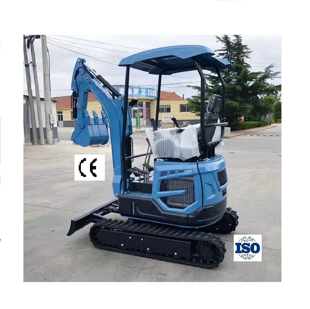 Mini Crawler Excavator 1t 1.5t Ton Small Digger, EURO5 Diesel Power Digging Construction Machine for Horticulture Landscaping