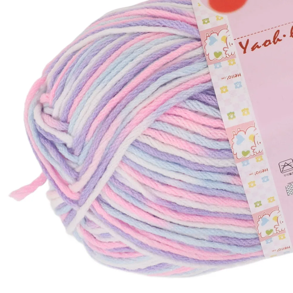 6 Strands Milk Cotton Yarn 55% Cotton 45% Acrylic Flower Color Knitting Yarn Variegated 50g 174 Yds Sport Yarn For Amigurumi