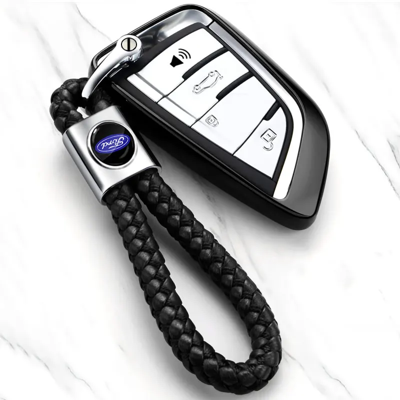 Car Carbon Fiber Keychain Zinc Alloy Keyrings Accessories for Ford focus Fiesta EcoSport ESCORT ranger fusion mondeo Mustang