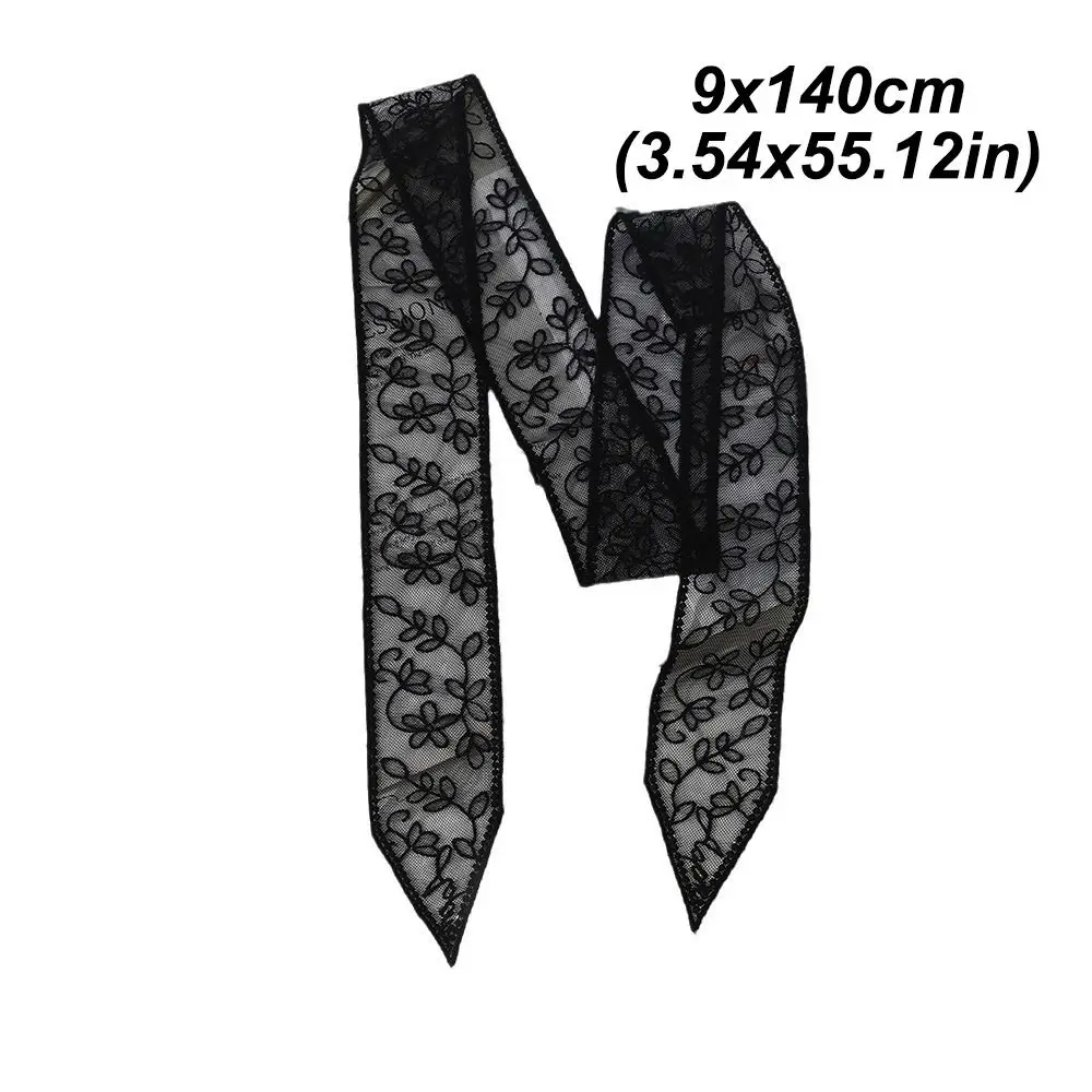 Милый элегантный тонкий женский узкий длинный шарф с вышитым цветком 140 см, пояс с лентой, корейская версия, Y2k, женский платок, летний