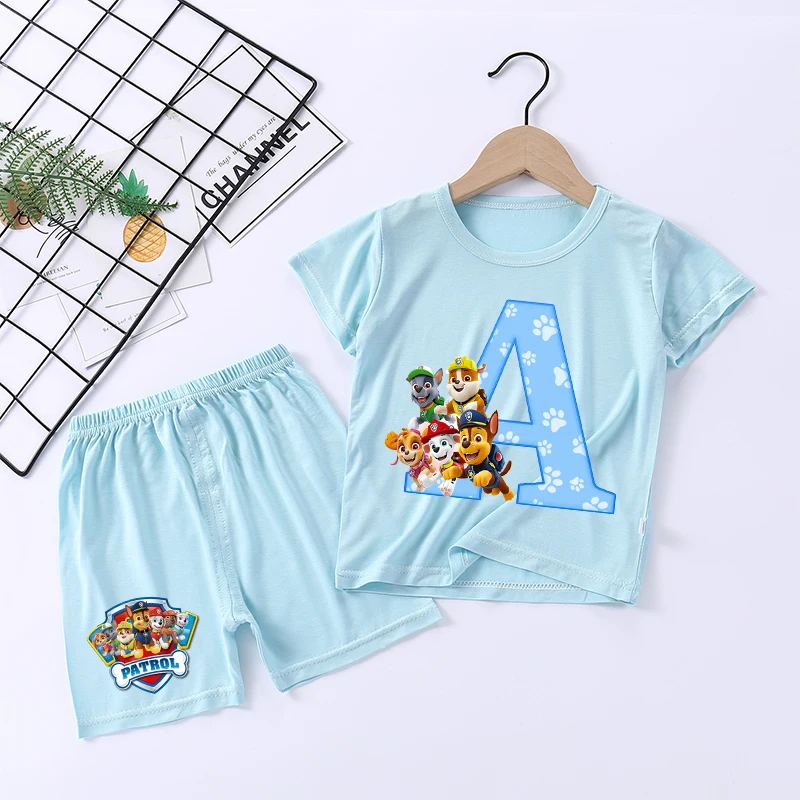 

PAW Patrols Girl Boy Pyjamas Set Anime Cartoon Sleepwear Children Short Sleeves Shorts Kid Pajamas Summer Clothes Home Wear Gift